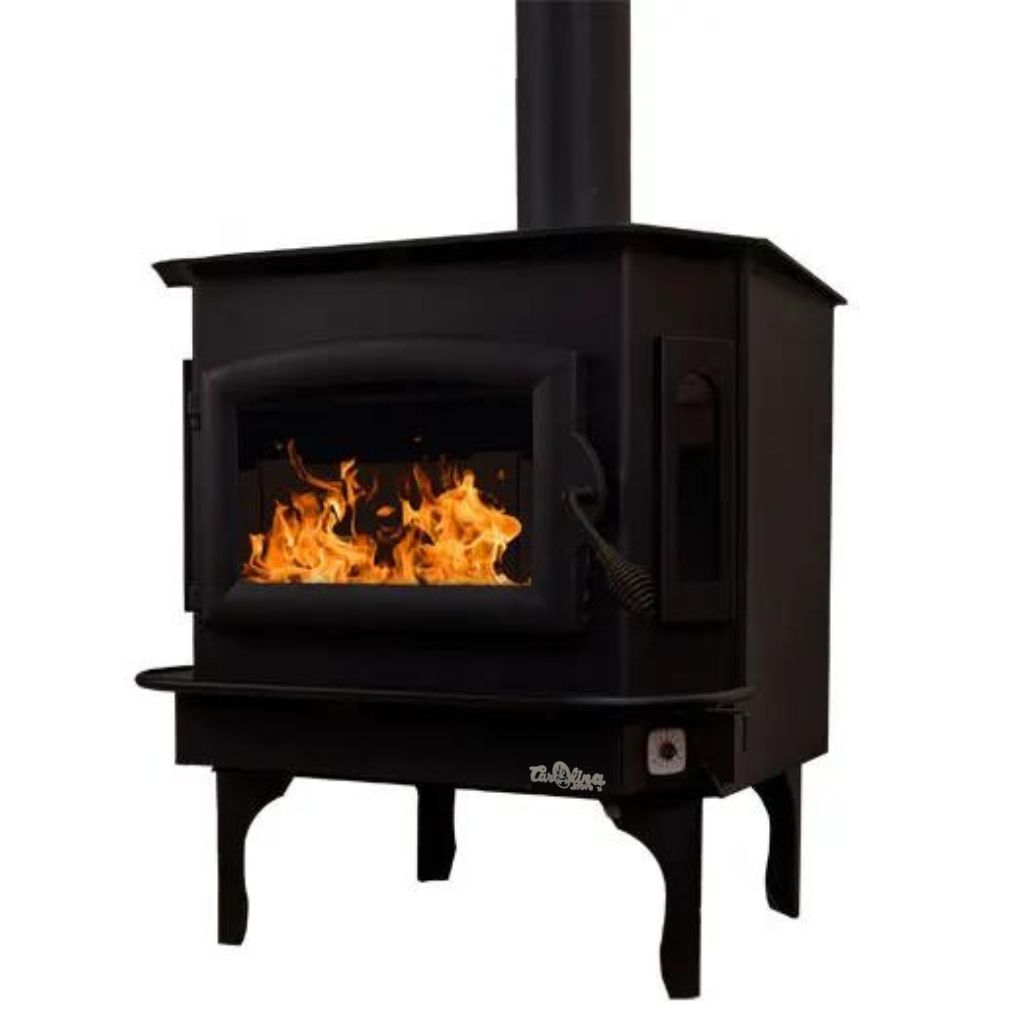 Carolina Wood Stove With Fire Right View