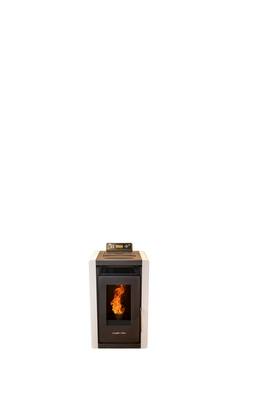 Alpine by ComfortBilt HP40 - Compact Small Pellet Stove In White Art Deco/Retro