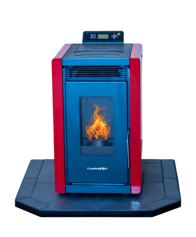 COMBO DEAL- Alpine  HP40 Red Pellet Stove with 32" Midnight Black Hearth Pad