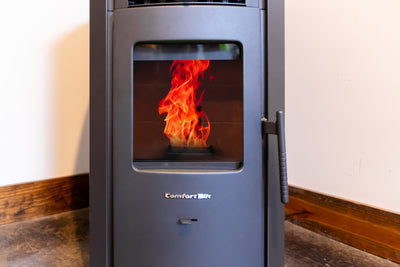 HP50S Pellet Stove Corner Installation Close Up