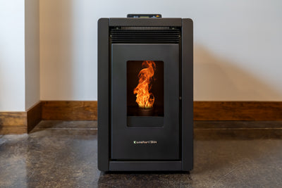 Small Pellet Stove HP40 Alpine With Fire In Room