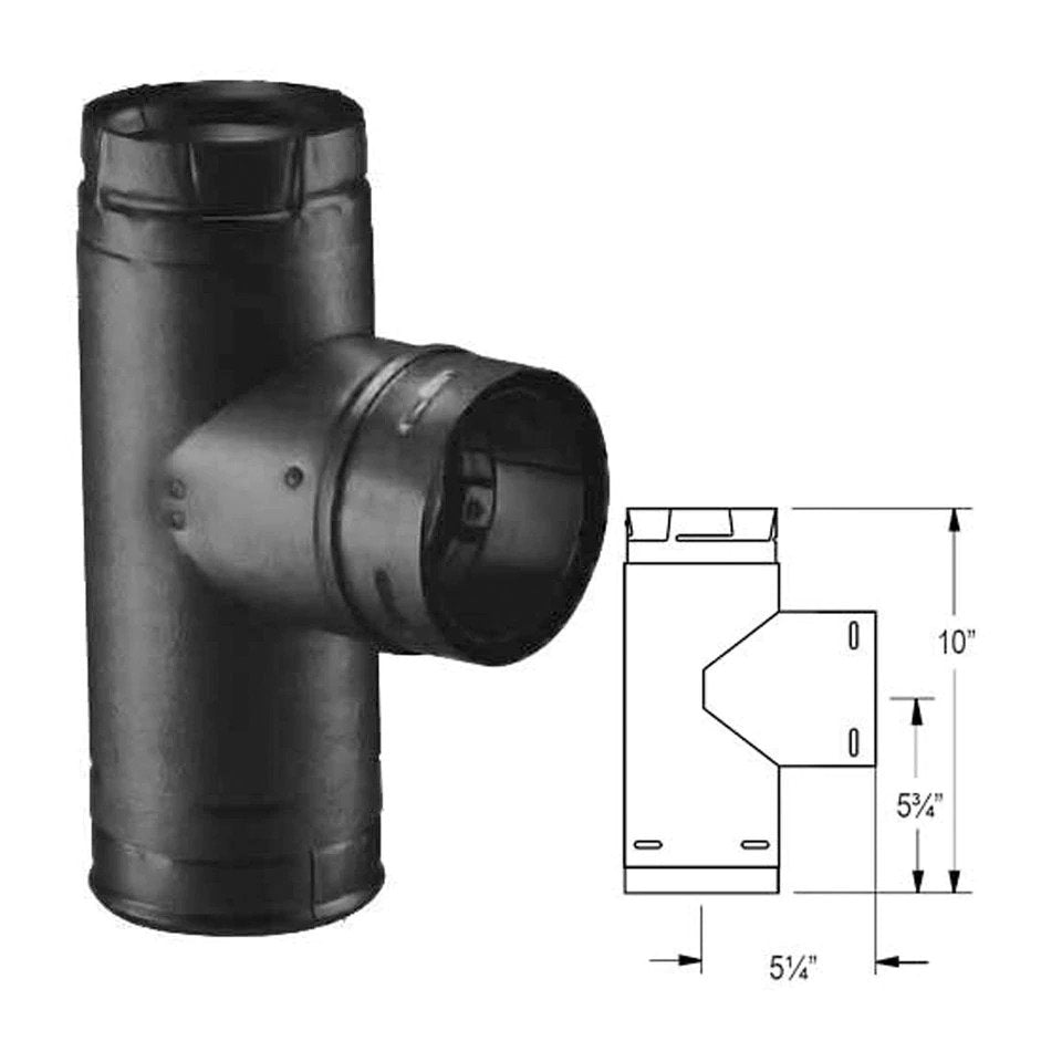 Duravent 4" PelletVent Pro Black Single Tee with Clean-Out Tee Cap 4PVP-TB1