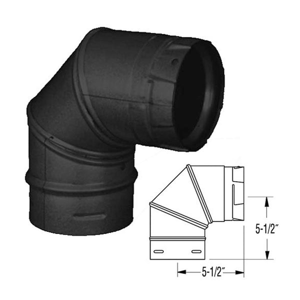 DuraVent PelletVent 3PVP-E90 Stove Pipe Elbow, 90 deg Ang