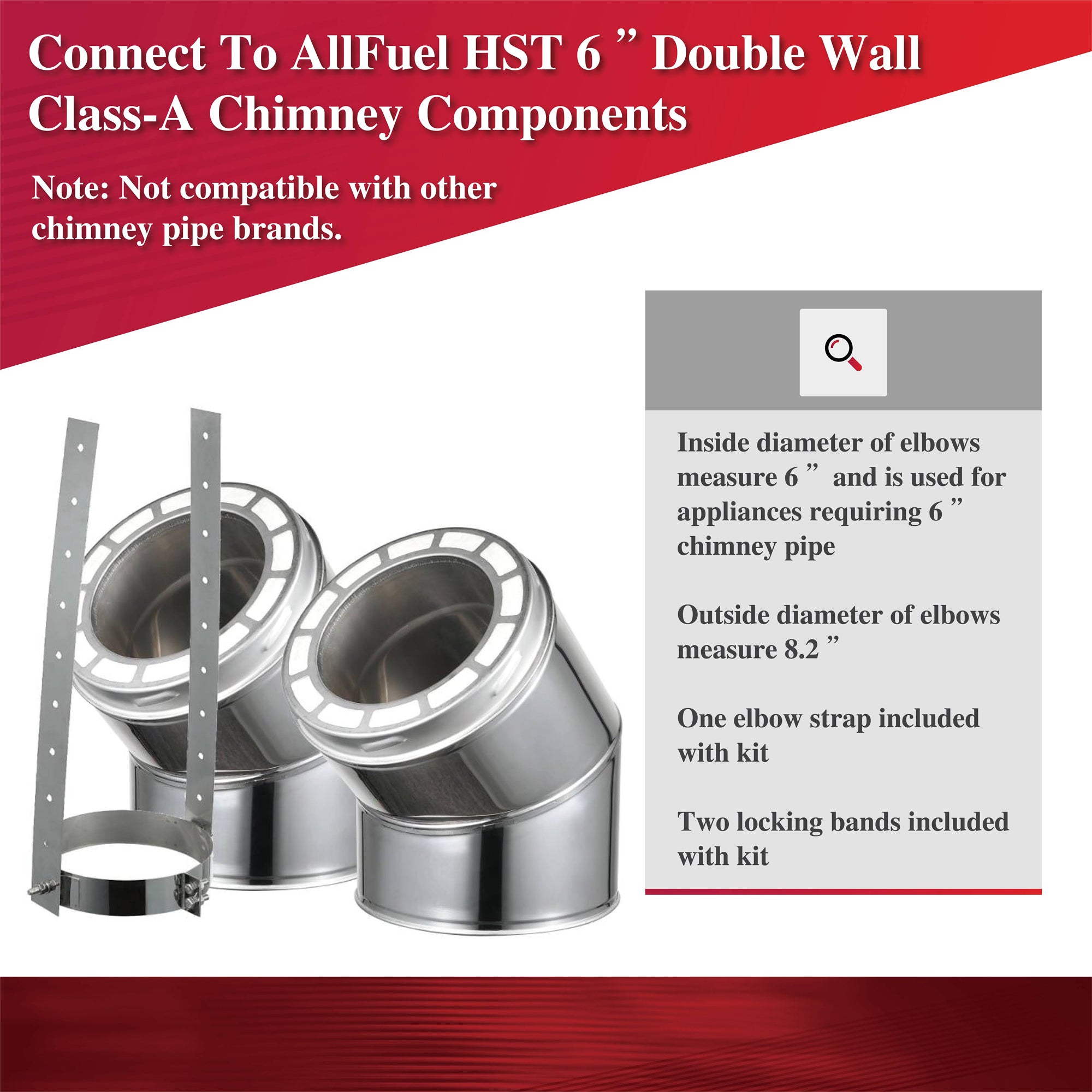 AllFuel HST 30 Degree Elbow Kit for 6-Inch Inner Diameter Chimney Pipe