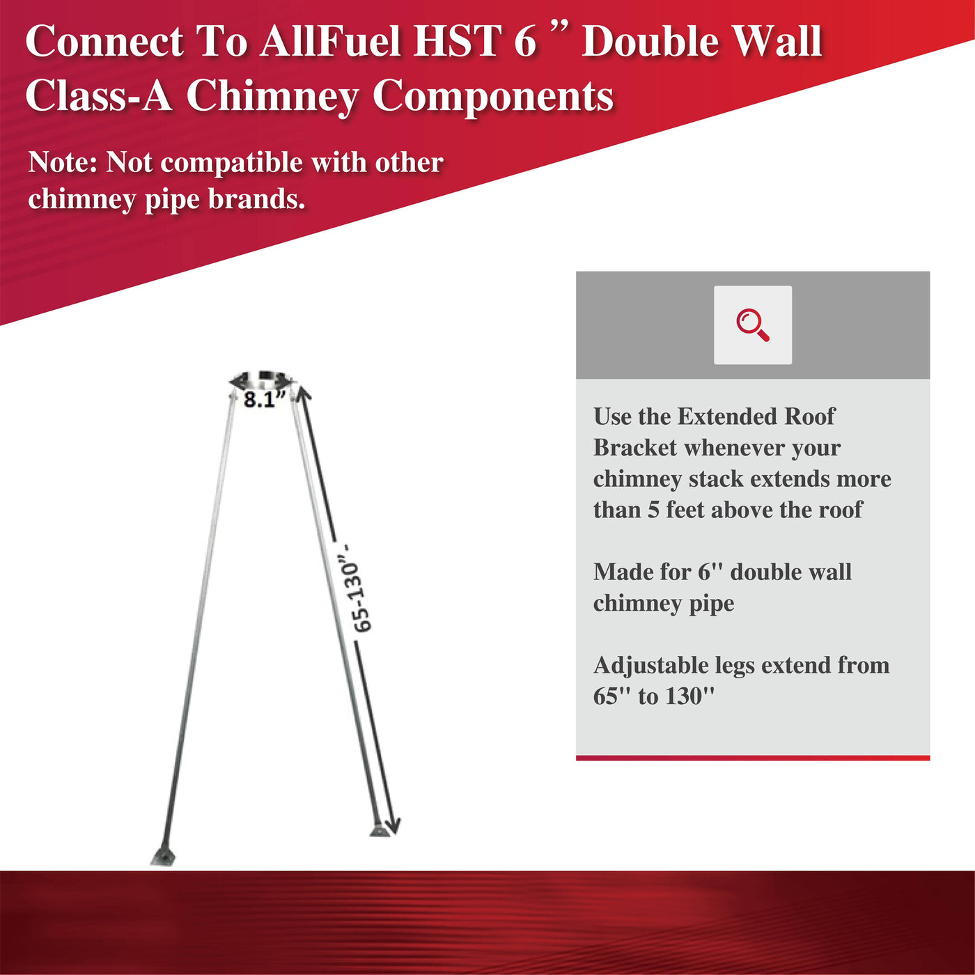 AllFuelHST Extended Roof Brace for 6" Inner Diameter Chimney Pipe