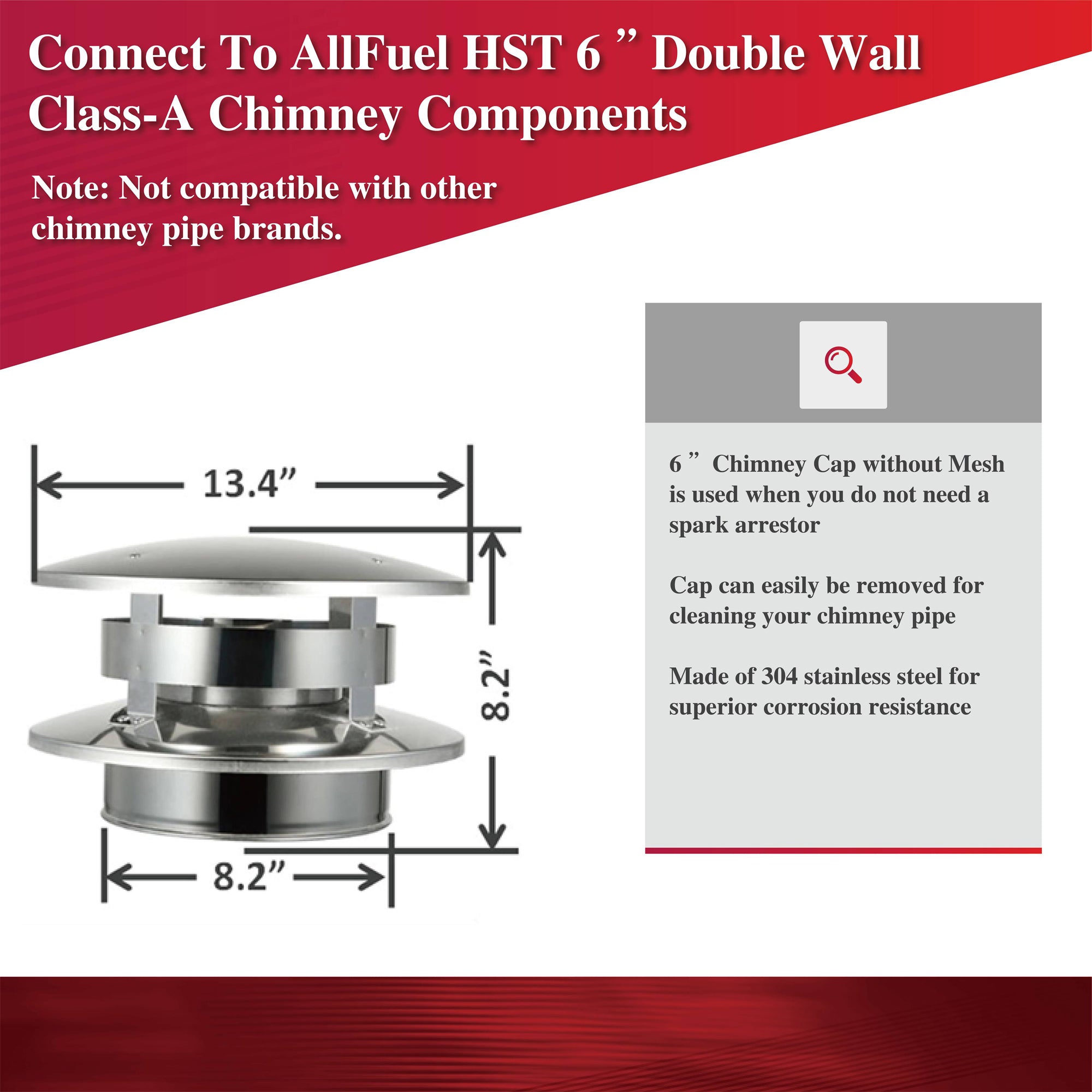 AllFuel HST 8 in. x 48 in. Double Wall Chimney Pipe