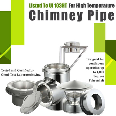 Through The Wall Kit for 6" Inner Diameter Chimney Pipe with Flat Top Chimney Cap