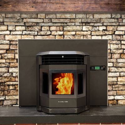 Comfortbilt pellet stove insert pellet stove fireplace insert front view
